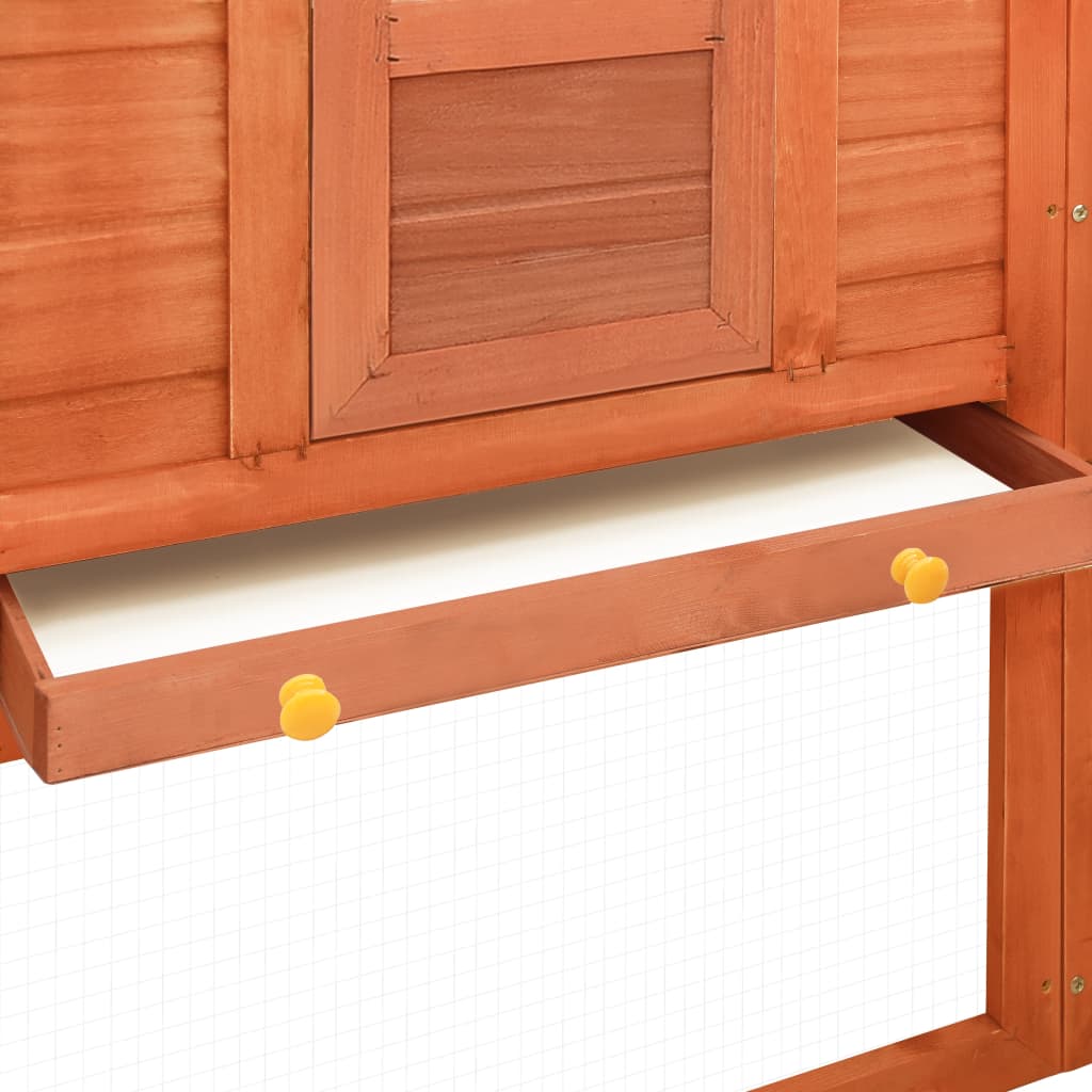 Extra Large Wooden Rabbit Hutch - Spacious, Weather - Resistant with Non - Slip Ramps in Caramel Wood - Small Pet Homes