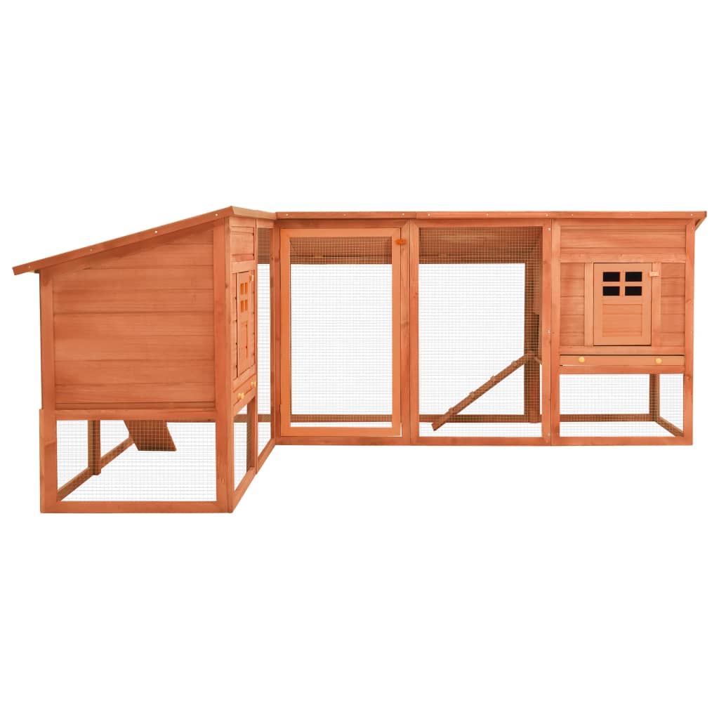 Extra Large Wooden Rabbit Hutch - Spacious, Weather - Resistant with Non - Slip Ramps in Caramel Wood - Small Pet Homes