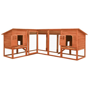 Extra Large Wooden Rabbit Hutch - Spacious, Weather - Resistant with Non - Slip Ramps in Caramel Wood - Small Pet Homes