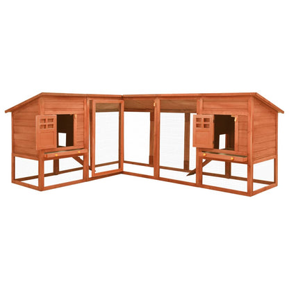 Extra Large Wooden Rabbit Hutch - Spacious, Weather - Resistant with Non - Slip Ramps in Caramel Wood - Small Pet Homes