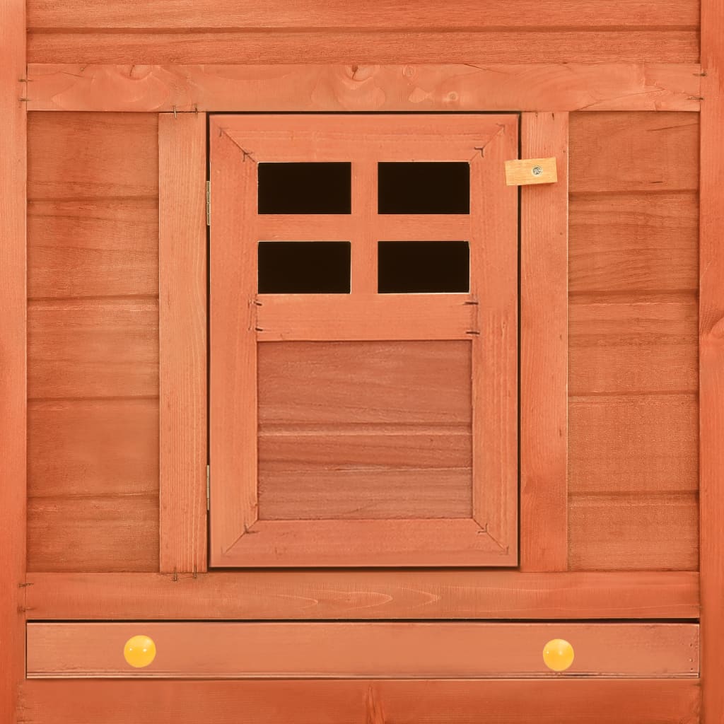 Extra Large Wooden Rabbit Hutch - Spacious, Weather - Resistant with Non - Slip Ramps in Caramel Wood - Small Pet Homes