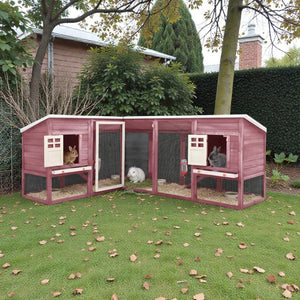 Extra Large Wooden Rabbit Hutch - Spacious (XL), Weather - Resistant with Non - Slip Ramps - Small Pet Homes