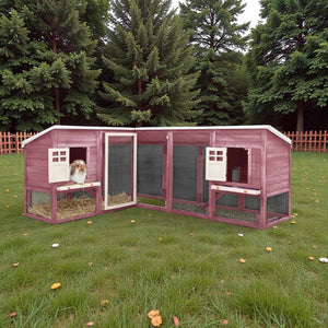 Extra Large Wooden Rabbit Hutch - Spacious (XL), Weather - Resistant with Non - Slip Ramps - Small Pet Homes