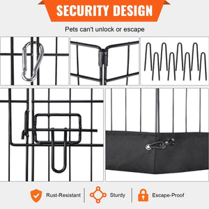 Foldable Metal Dog Playpen – 8 Panels with Top Cover & Bottom Pad, Indoor & Outdoor Exercise Pen for Small & Medium Pets - Small Pet Homes