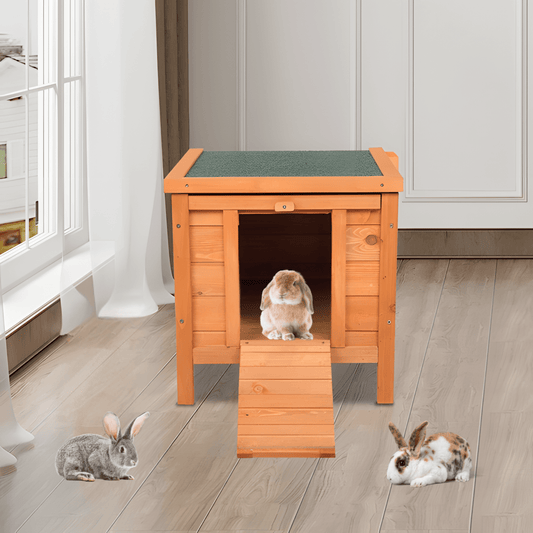 High - Quality Wooden Rabbit Hutch - Weatherproof, Easy Access, and Raised Design - Small Pet Homes