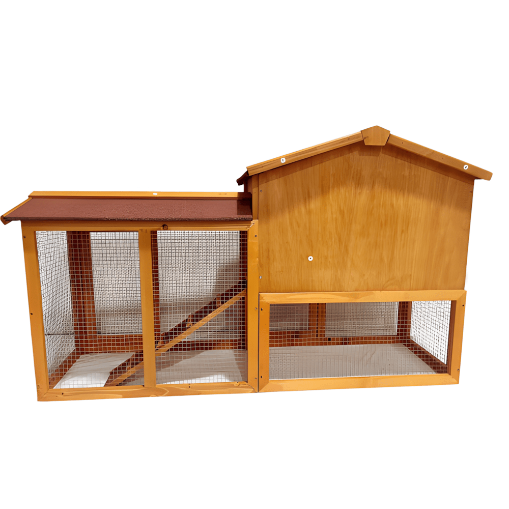 Indoor & Outdoor 2 - Level Rabbit & Chicken Enclosure – Wooden Bunny & Hen House - Small Pet Homes