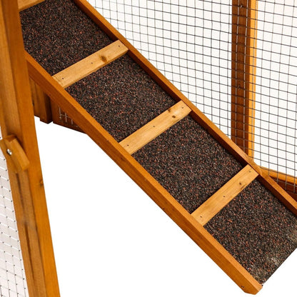 Indoor & Outdoor 2 - Level Rabbit & Chicken Enclosure – Wooden Bunny & Hen House - Small Pet Homes