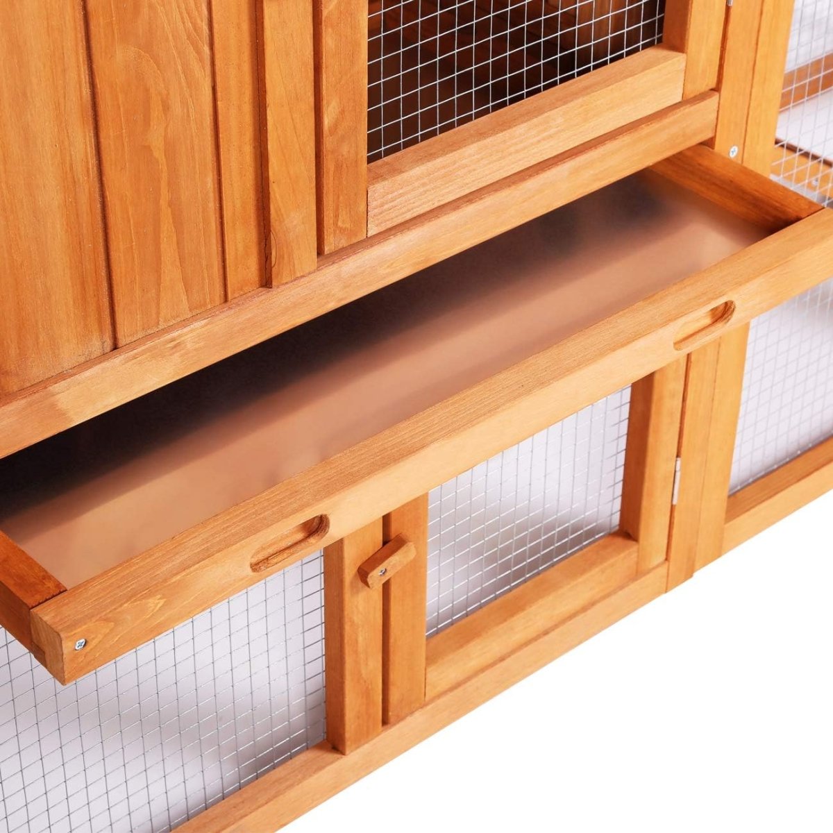 Indoor & Outdoor 2 - Level Rabbit & Chicken Enclosure – Wooden Bunny & Hen House - Small Pet Homes