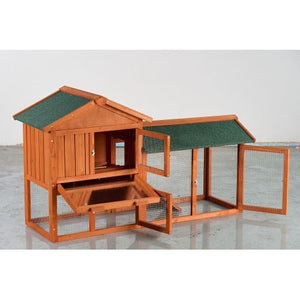 Indoor & Outdoor 2 - Story Outdoor Rabbit Hutch – Weatherproof Fir Wood Bunny Cage with Pull - Out Tray & Ramp - Small Pet Homes