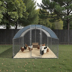 Large Chicken Coop and Run – Durable Metal Frame with Waterproof Cover and Spacious Enclousure
