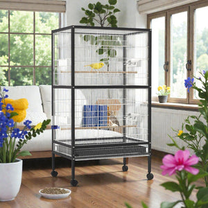 Large Rolling Bird Cage – Perfect for Comfortable Living and Easy Movement - Small Pet Homes