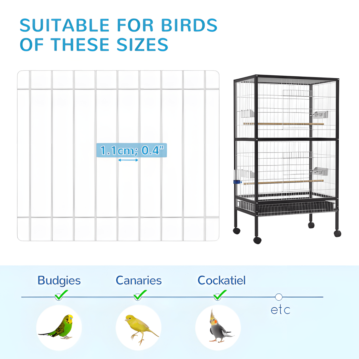 Large Rolling Bird Cage – Perfect for Comfortable Living and Easy Movement - Small Pet Homes