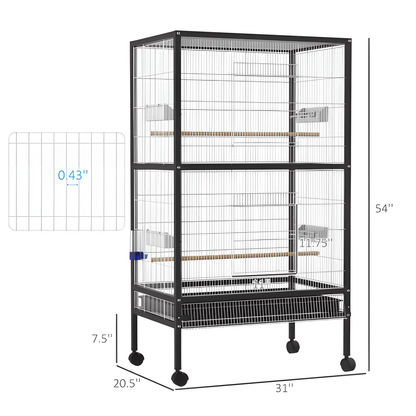 Large Rolling Bird Cage – Perfect for Comfortable Living and Easy Movement - Small Pet Homes