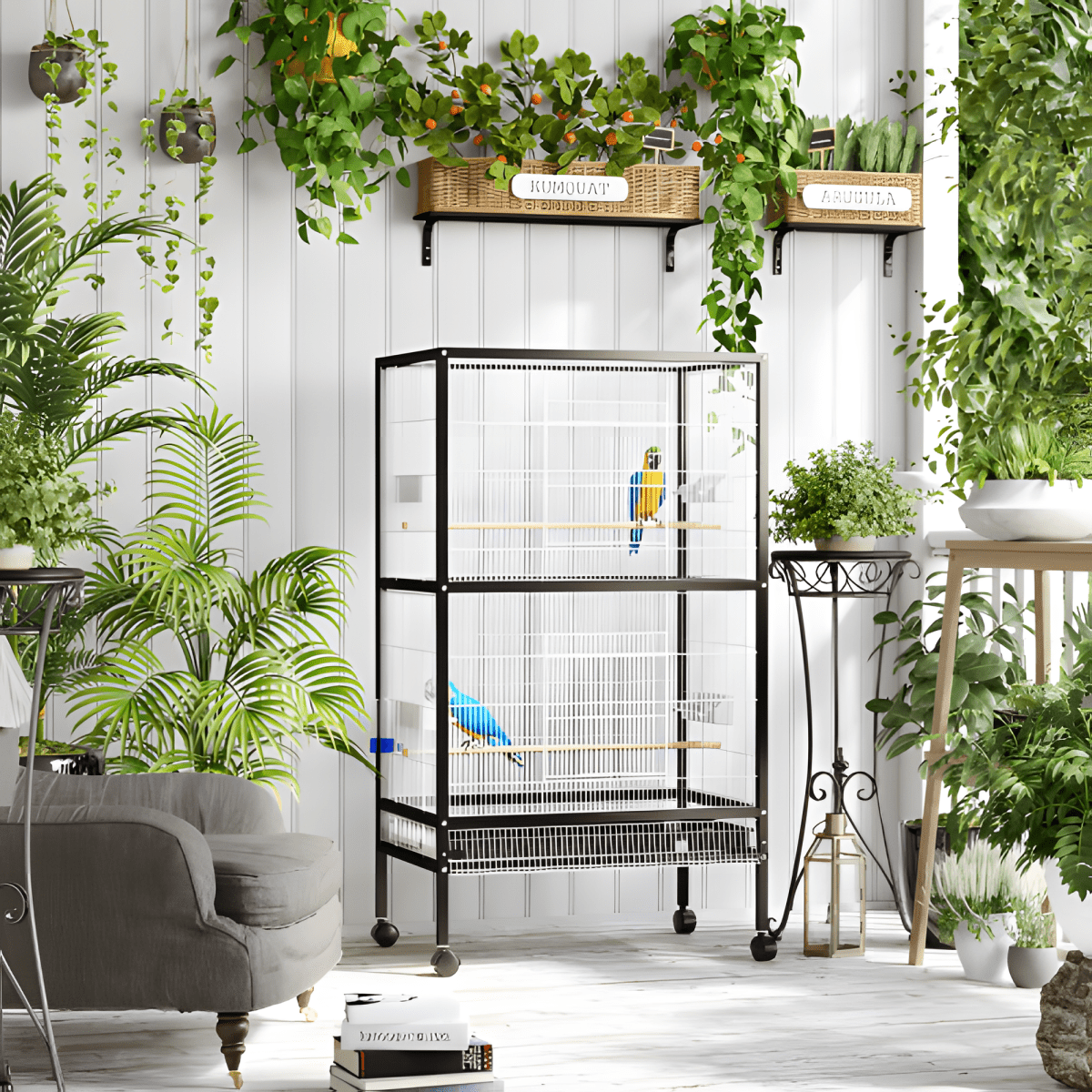 Large Rolling Bird Cage – Perfect for Comfortable Living and Easy Movement - Small Pet Homes