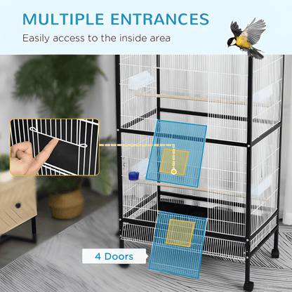 Large Rolling Bird Cage – Perfect for Comfortable Living and Easy Movement - Small Pet Homes