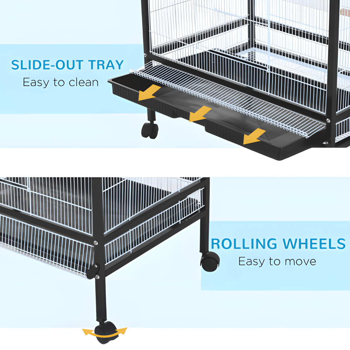 Large Rolling Bird Cage – Perfect for Comfortable Living and Easy Movement - Small Pet Homes