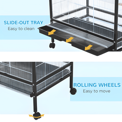 Large Rolling Bird Cage – Perfect for Comfortable Living and Easy Movement - Small Pet Homes