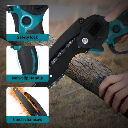 Mini Cordless Electric Chainsaw - Battery Powered Pruning & Wood Cutting Tool - Small Pet Homes