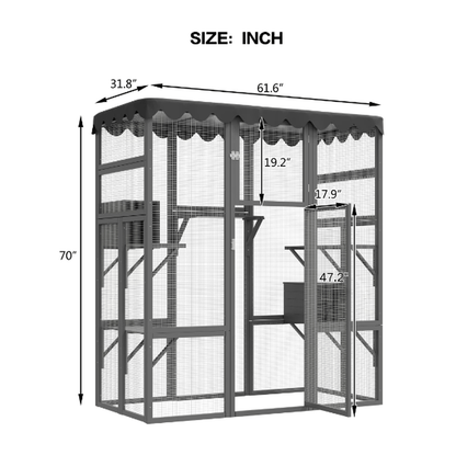 Outdoor Cat House Catio - Spacious with 6 Ledges and Weatherproof Design - Small Pet Homes