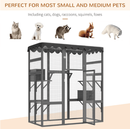 Outdoor Cat House Catio - Spacious with 6 Ledges and Weatherproof Design - Small Pet Homes