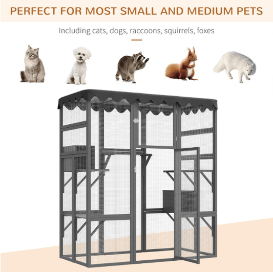 Outdoor Cat House Catio - Spacious with 6 Ledges and Weatherproof Design - Small Pet Homes
