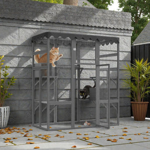 Outdoor Cat House Catio - Spacious with 6 Ledges and Weatherproof Design