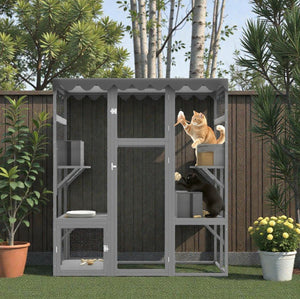 Outdoor Cat House Catio - Spacious with 6 Ledges and Weatherproof Design - Small Pet Homes