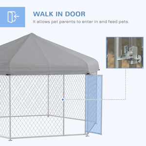 Outdoor Dog Kennel for Medium & Large Dogs – Waterproof, UV - Resistant Hexagonal Enclosure with Lockable Door - Small Pet Homes