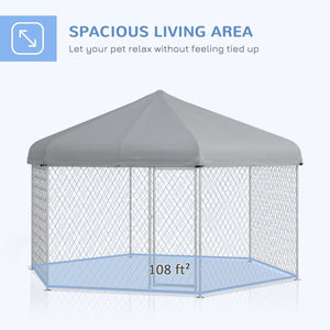 Outdoor Dog Kennel for Medium & Large Dogs – Waterproof, UV - Resistant Hexagonal Enclosure with Lockable Door - Small Pet Homes