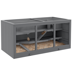 Oversized Wooden Hamster Cage with Open Roof, Cabin, and Ramp - Large Habitat for Hamsters and Small Animals - Small Pet Homes
