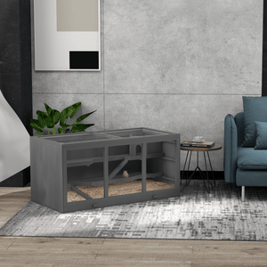 Oversized Wooden Hamster Cage with Open Roof, Cabin, and Ramp - Large Habitat for Hamsters and Small Animals - Small Pet Homes