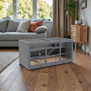 Oversized Wooden Hamster Cage with Open Roof, Cabin, and Ramp - Large Habitat for Hamsters and Small Animals - Small Pet Homes