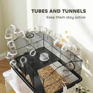 PawHut 2 - Tier Hamster Cage with 12" Deep Tray – Spacious, Multi - Level Habitat for Dwarf Hamsters & Gerbils - Small Pet Homes