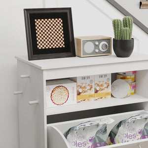 Pet Feeder Station with Storage Cabinet, Removable Bowls & Side Hooks – Organized Feeding & Storage for Dogs and Cats - Small Pet Homes