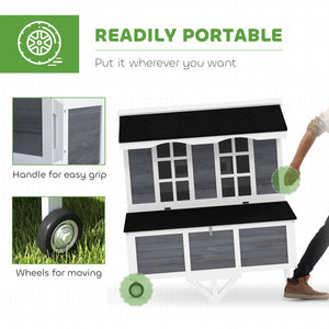 Portable Chicken Coop with Wheels – Outdoor Hen House with Nesting Box & Easy - Clean Design - Small Pet Homes