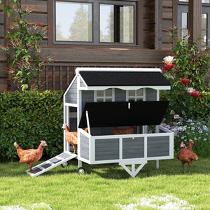 Portable Chicken Coop with Wheels – Outdoor Hen House with Nesting Box & Easy - Clean Design - Small Pet Homes