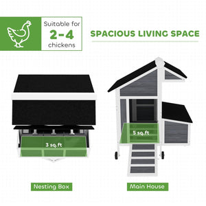 Portable Chicken Coop with Wheels – Outdoor Hen House with Nesting Box & Easy - Clean Design - Small Pet Homes