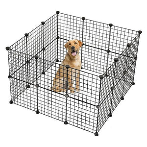 Portable Metal Pet Playpen for Rabbit, Guinea Pig, and other small pets – Indoor Modular Wire Fence (24 Panels, Black) - Small Pet Homes