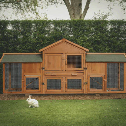 Extra Large 2-Tier Outdoor Rabbit Hutch - Spacious Bunny House, Waterproof Rabbit Enclosure