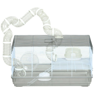 Small Animal Cage for Gerbils & Dwarf Hamsters – Indoor Habitat with Tubes, Exercise Wheel, Food Dish & Water Bottle - Small Pet Homes