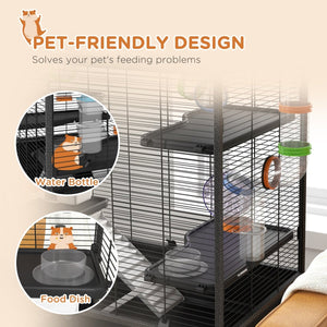 Small Animal Cage for Syrian Hamster & Gerbil – Large Indoor Habitat with Tubing System, Running Wheel, Ramps & Platforms - Small Pet Homes