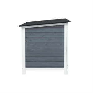 Small Gray Wooden Chicken Hutch - Compact Fir Wood with Metal Wire Construction - Small Pet Homes