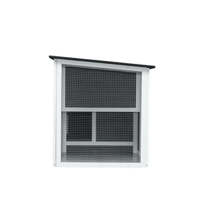 Small Gray Wooden Chicken Hutch - Compact Fir Wood with Metal Wire Construction - Small Pet Homes