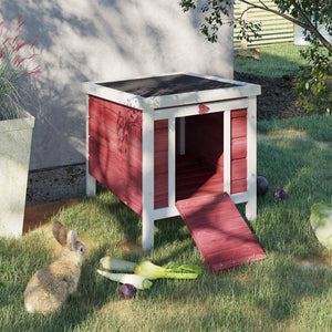 Small Wooden Rabbit & Guinea Pig Hutch with Openable Waterproof Roof – Raised Outdoor Small Animal House - Small Pet Homes