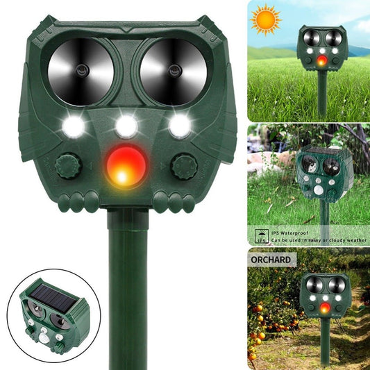 Solar Ultrasonic Animal Repeller – Motion Sensor Pest Deterrent for Dogs, Deer, Squirrels & Woodpeckers - Small Pet Homes