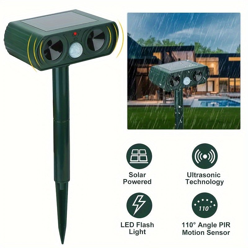 Solar Ultrasonic Outdoor Animal Repellent Device - Small Pet Homes
