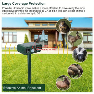 Solar Ultrasonic Outdoor Animal Repellent Device - Small Pet Homes