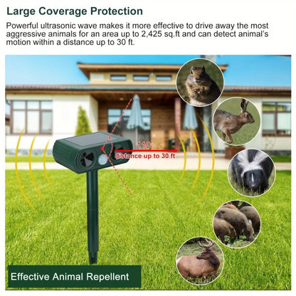 Solar Ultrasonic Outdoor Animal Repellent Device - Small Pet Homes
