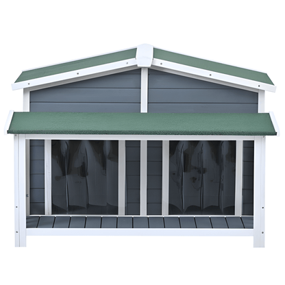 Spacious Wooden Dog House with Porch - Sturdy, Weather - Resistant for Medium Dogs - Small Pet Homes