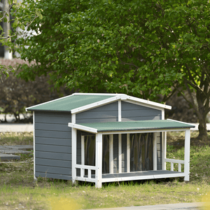 Spacious Wooden Dog House with Porch - Sturdy, Weather - Resistant for Medium Dogs - Small Pet Homes